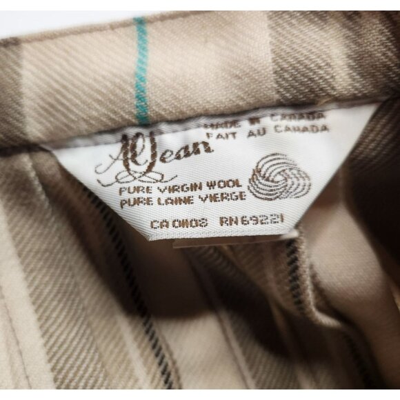 Vtg Pleated Skirt Scottish Al Jean Pure Virgin Wool Beige Plaid light academia - Picture 4 of 7